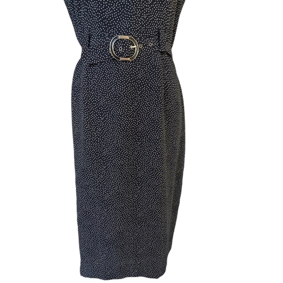 Jolibel navy blue white polka dots belted dress - Picture 3 of 8